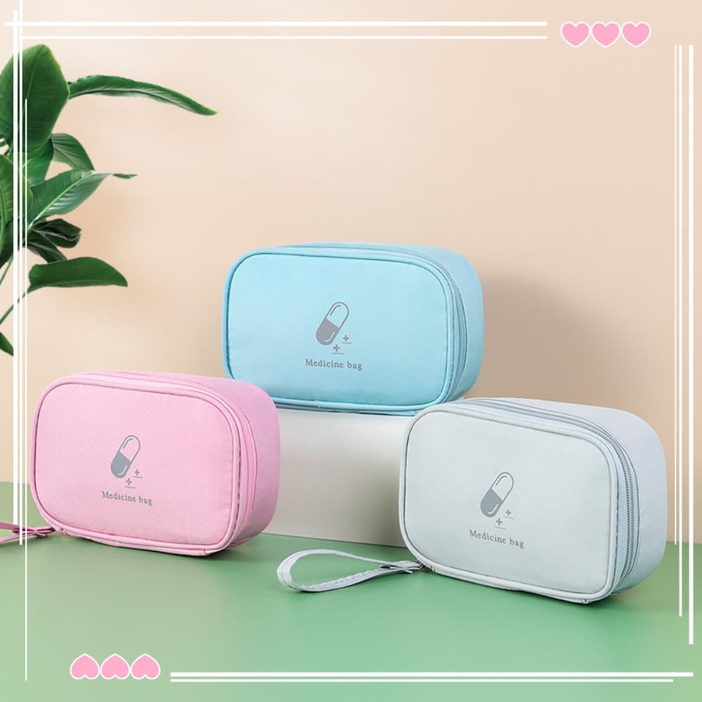 Bolsa De Remédios  , Kit De Primeiros Socorros Em Camadas Rosa/Azul/Cinza , Kits De Emergência Médica De Grande C