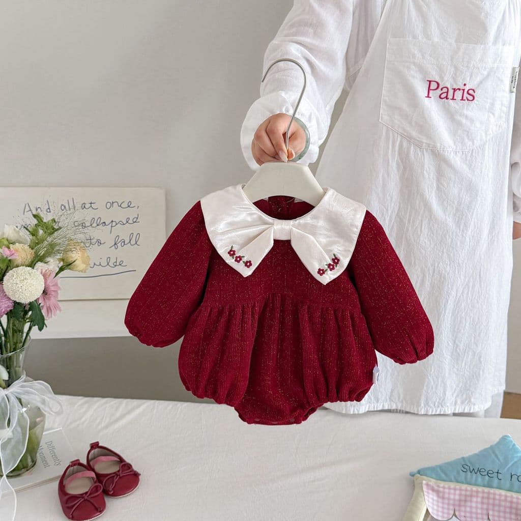Novo bebê menina roupas vermelhas bebê princesa macacão roupas de outono festivo banquete macacão RRI2
