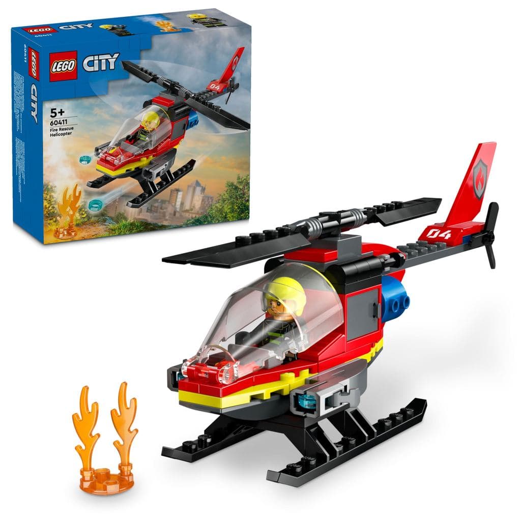 Helicóptero de Resgate de Incêndio LEGO City - Presente de Aniversário, Blocos de Montar, Brinquedo Educativo para Me...