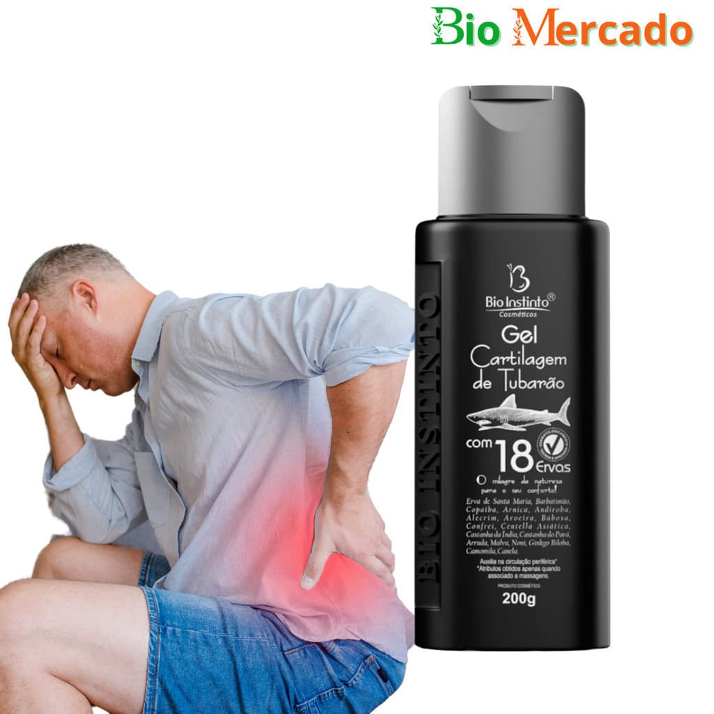 Kit 6 Gel Cartilagem de Tubarão com 18 Ervas - 200g - Bio instinto (Alívio da fadiga muscular)