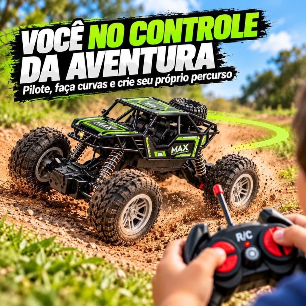 Carrinho Controle Remoto 4x4 Recarregável Rock Crawler Off-Road Suspensão Alta