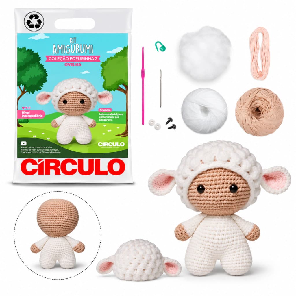 Kit Amigurumi Coleção Fofurinha 2 Ovelha para Crochê - Círculo