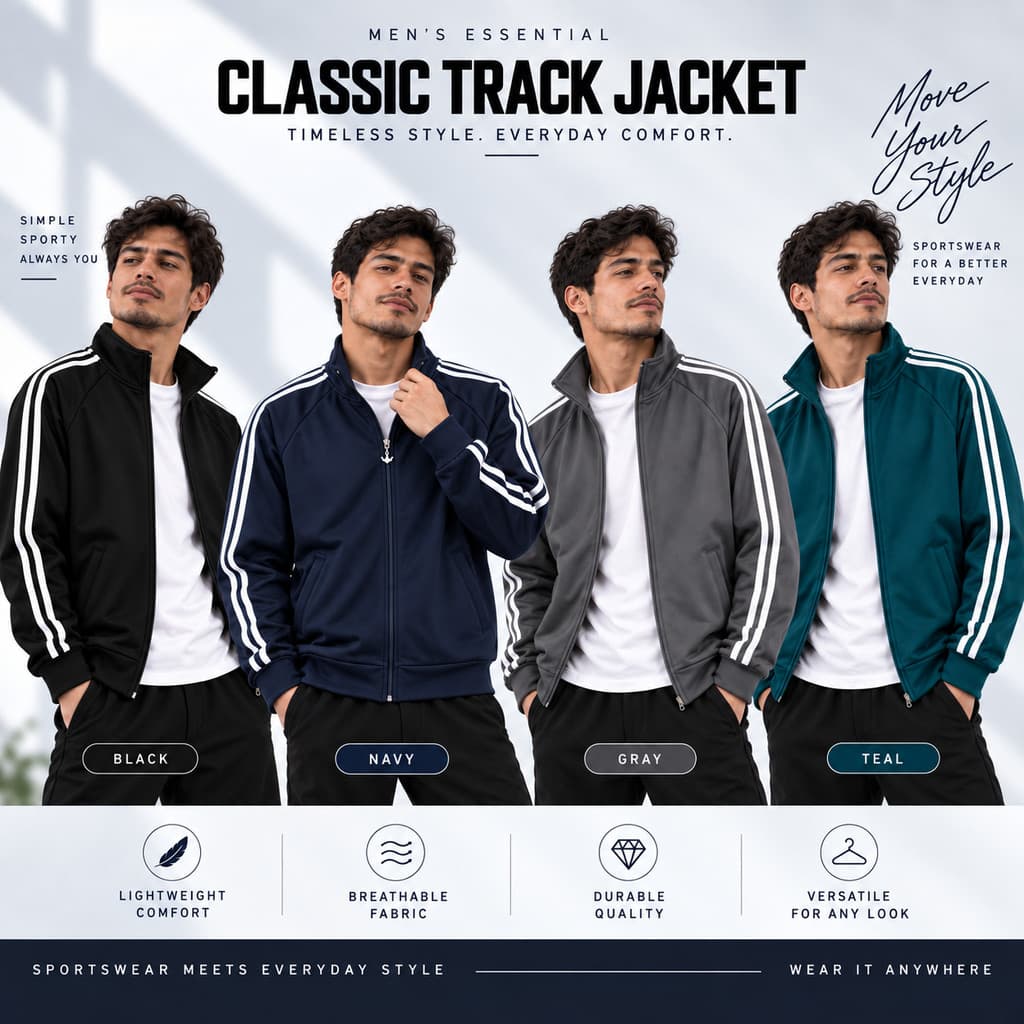 Jaqueta Masculina Esportiva com Zíper Faixas Laterais Casual Academia Dia a Dia P ao GG