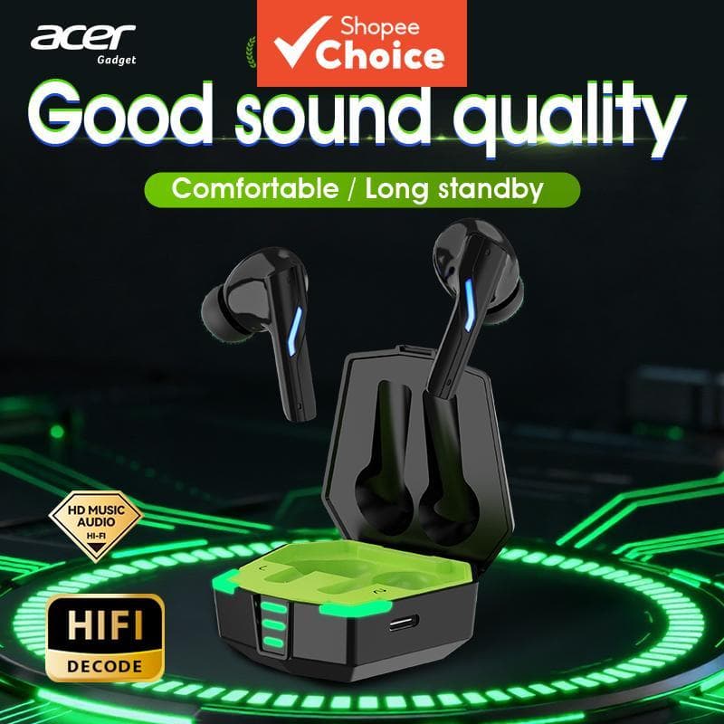 Fones de ouvido sem fio Bluetooth Acer OHR625, com Bluetooth, estojo de carregamento Tipo-C, 40 mAh (fone) e 250 mAh
