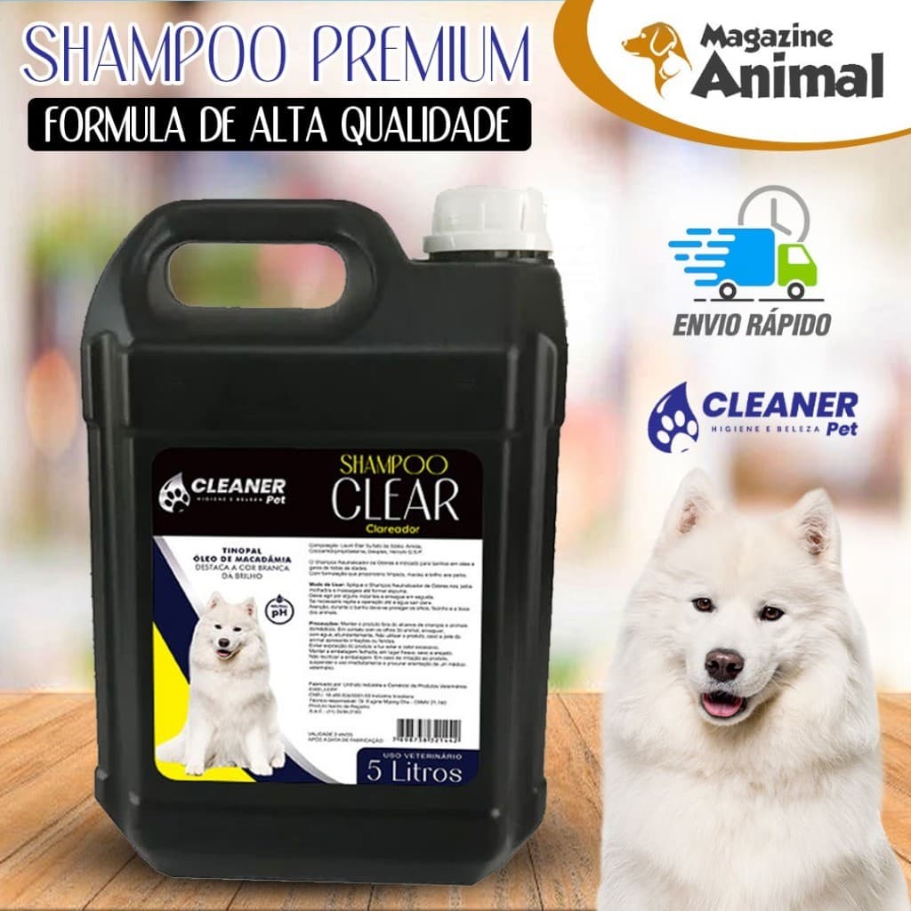 Shampoo Branqueador Profissional para Cachorro 5 Litros Shampoo Clareador Pet Banho e Tosa Pronto Uso UP Clean Cleaner