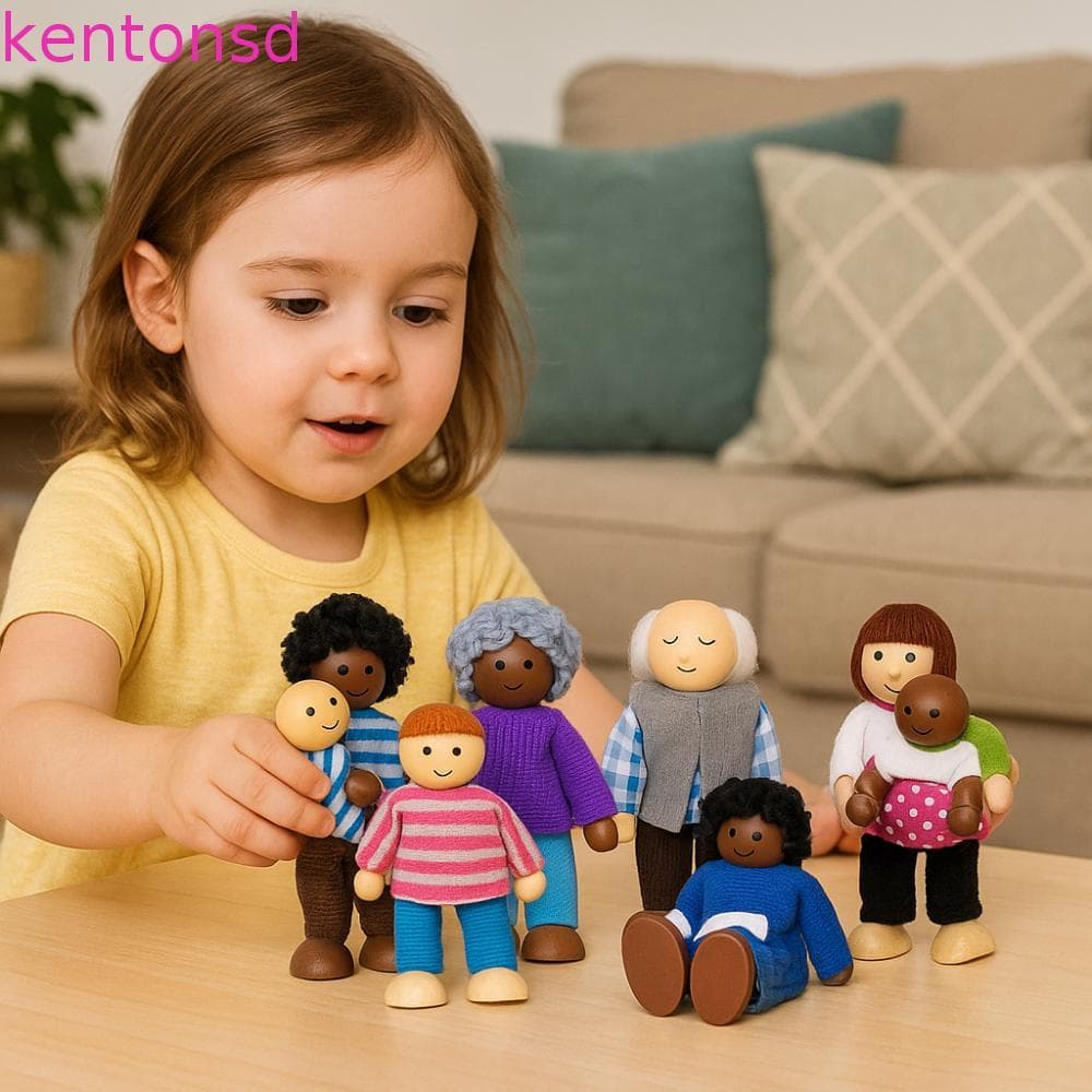 8 Pçs/set Mini Boneca Família , Simulação De Brinquedo Em Miniatura De Móveis Para Contar Histórias , Bonecas Articulada