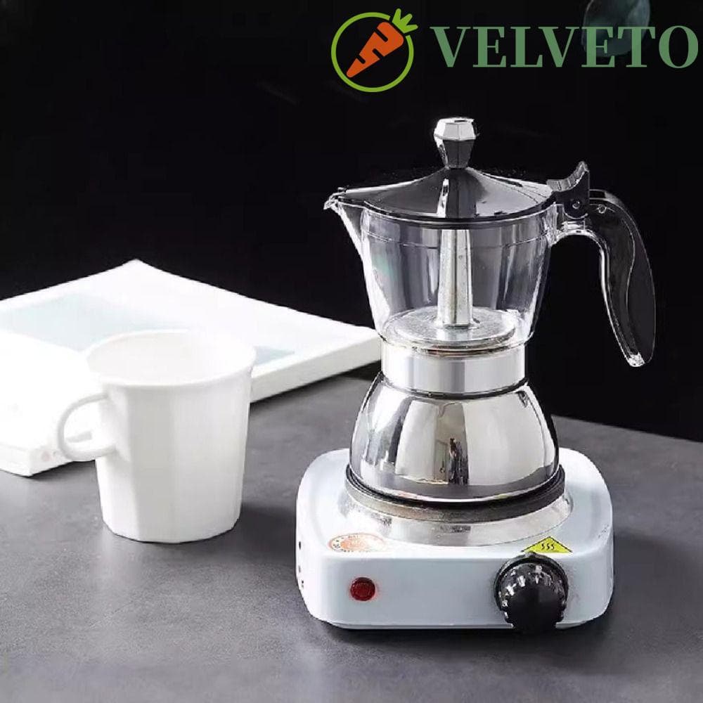 Pote Para Cafeteira ELVETO , Corpo Transparente , 4/6 Xícaras , Moka Visível , Café Italiano Expresso Universal