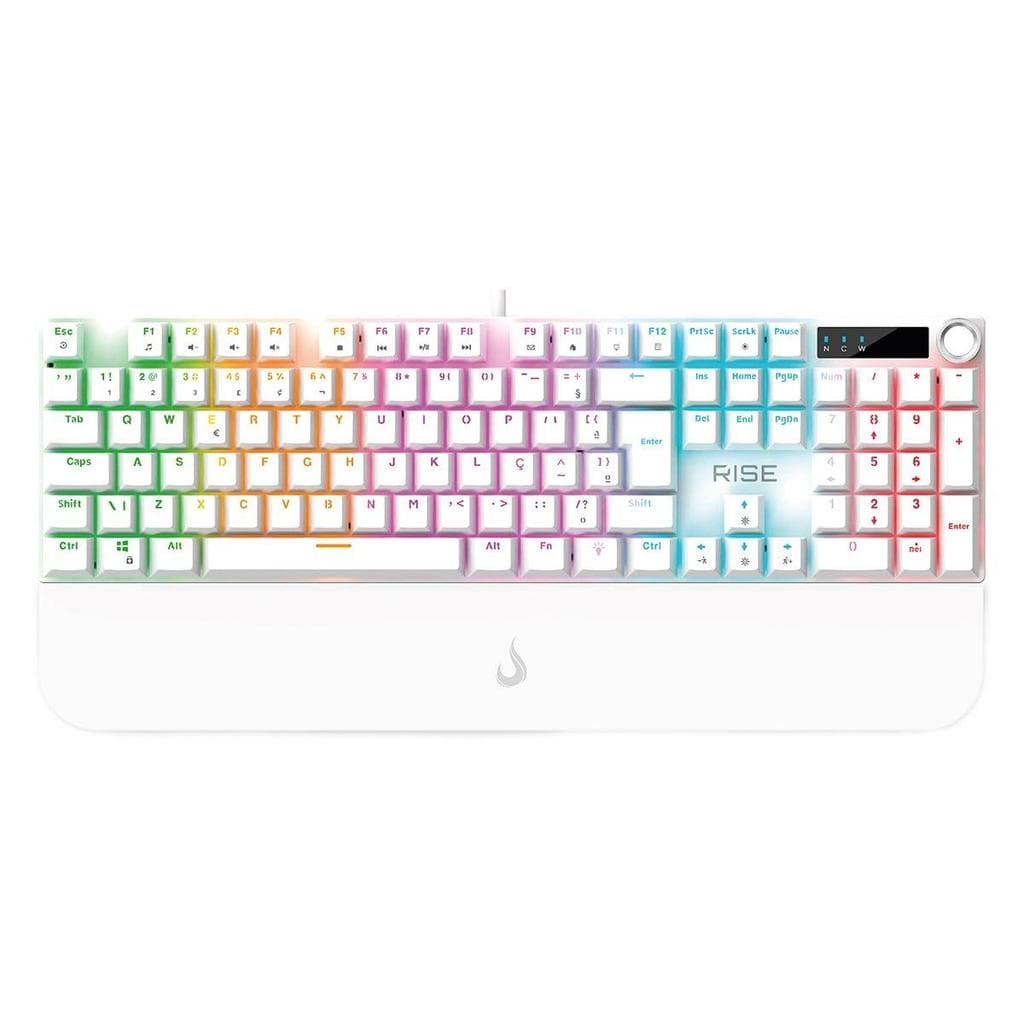 Teclado Mecânico Gamer Rise Mode Kyron, RGB, USB, Switch Rise Core, ABNT2, Branco, RM-TCM-KYN-W