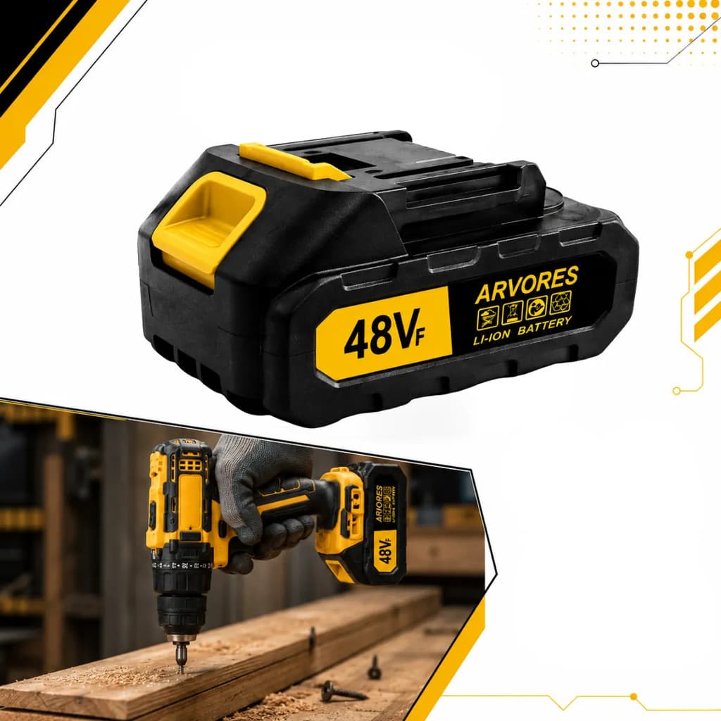 Bateria Lítio 48V Recarregável Bivolt Para Furadeira Roçadeira Parafusadeira Chave De Impacto