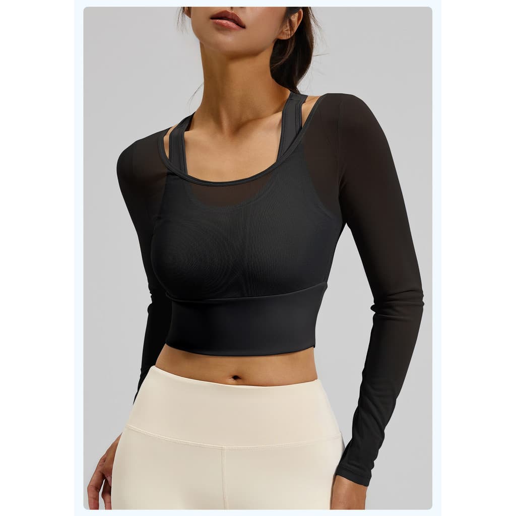 Roupas femininas de ioga Tops roupas de Fitness mangas compridas