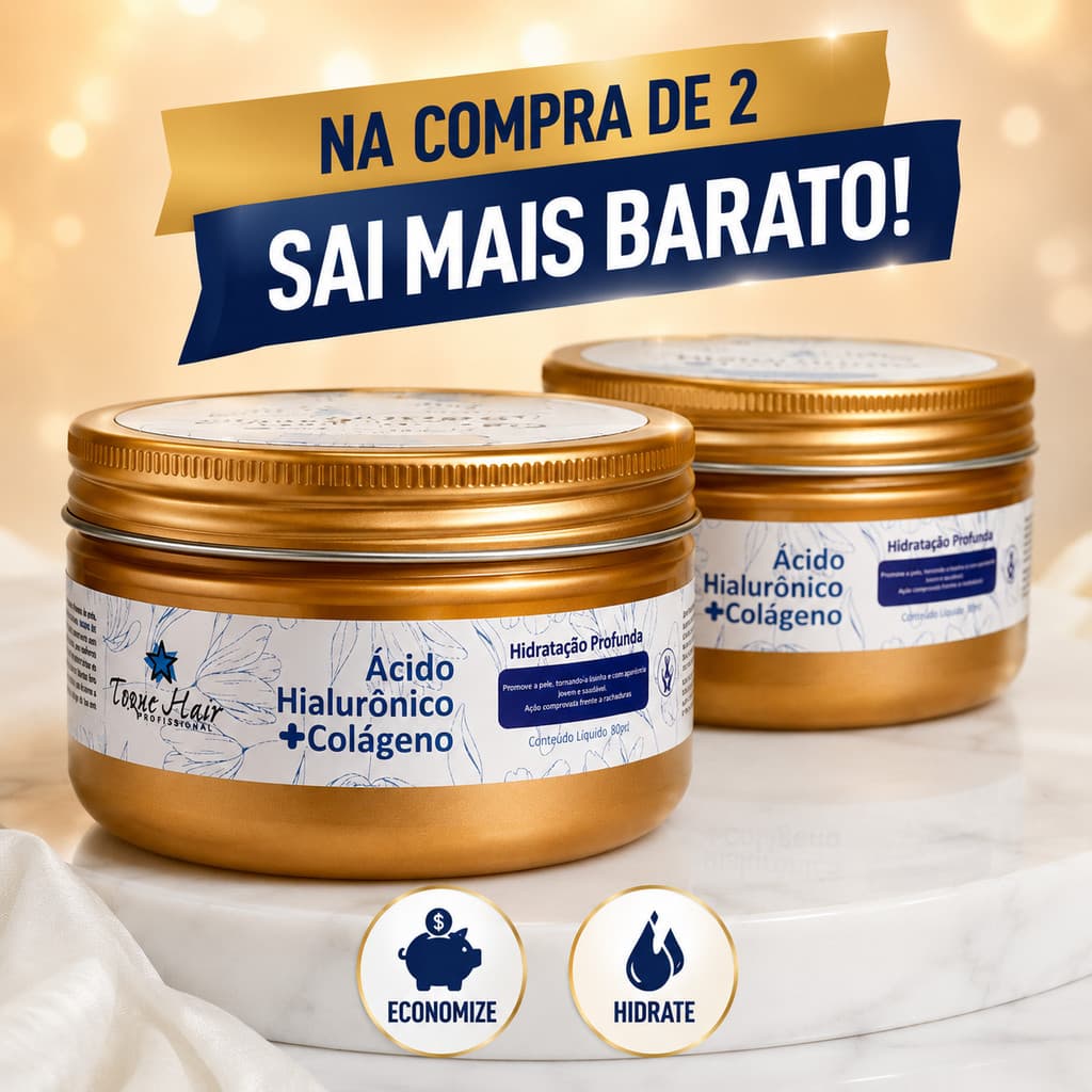 Kit 2un Creme Ácido Hialurônico + Colágeno100g  Anti Idade Revitaliza Anti Idade Pele Jovem Macia