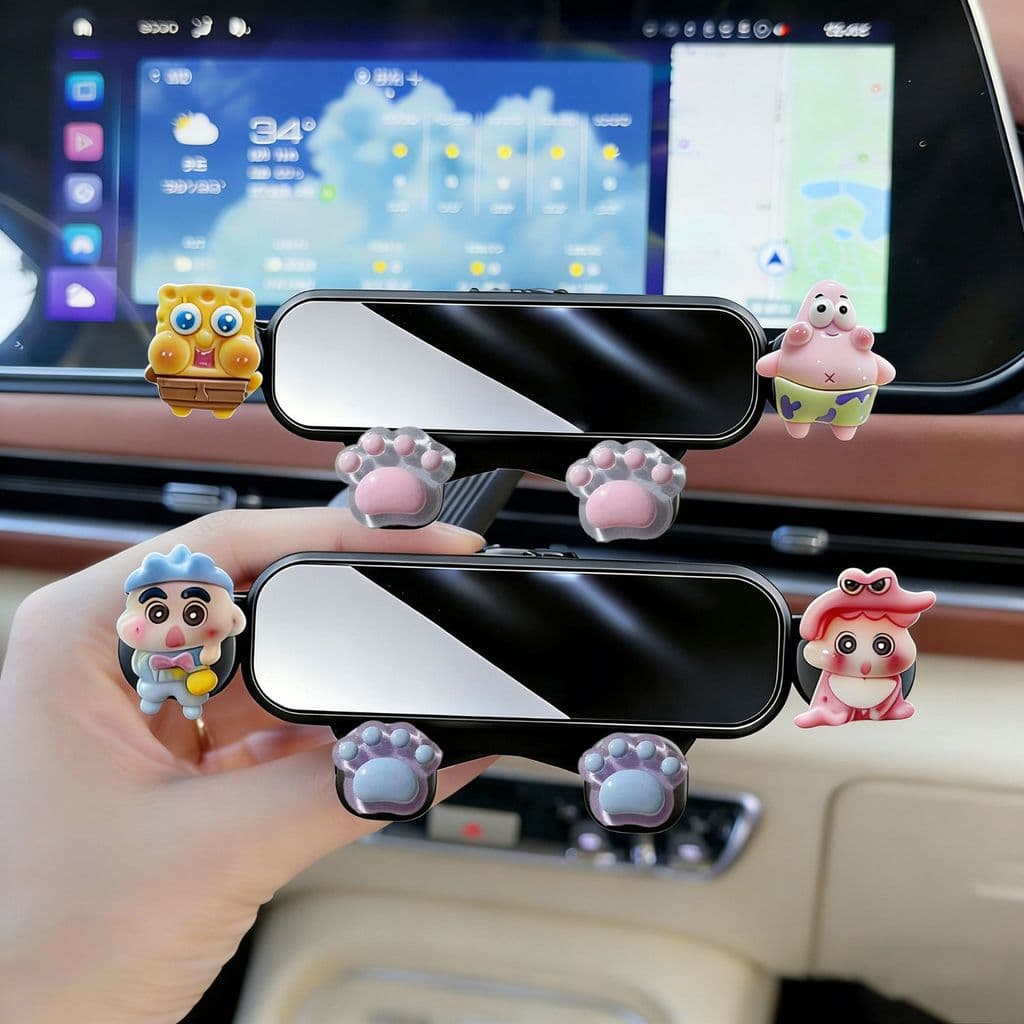 Novo Crayon Shin-Chan bob esponja calça quadrada dos desenhos animados suporte do carro saída de ar Anti-vibração suport