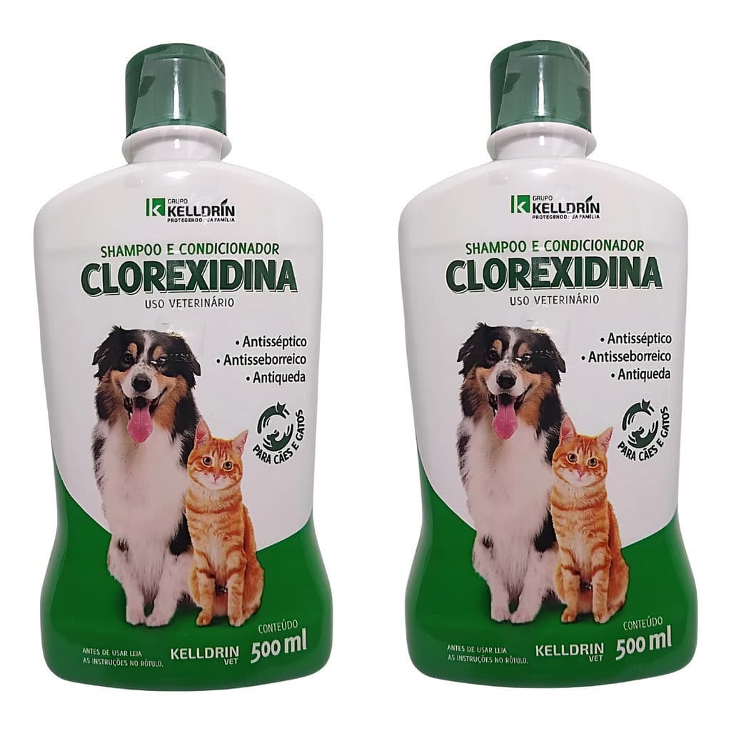 KIT 2 Shampoo Pet Dermatite E Condicionador Clorexidina 500ml