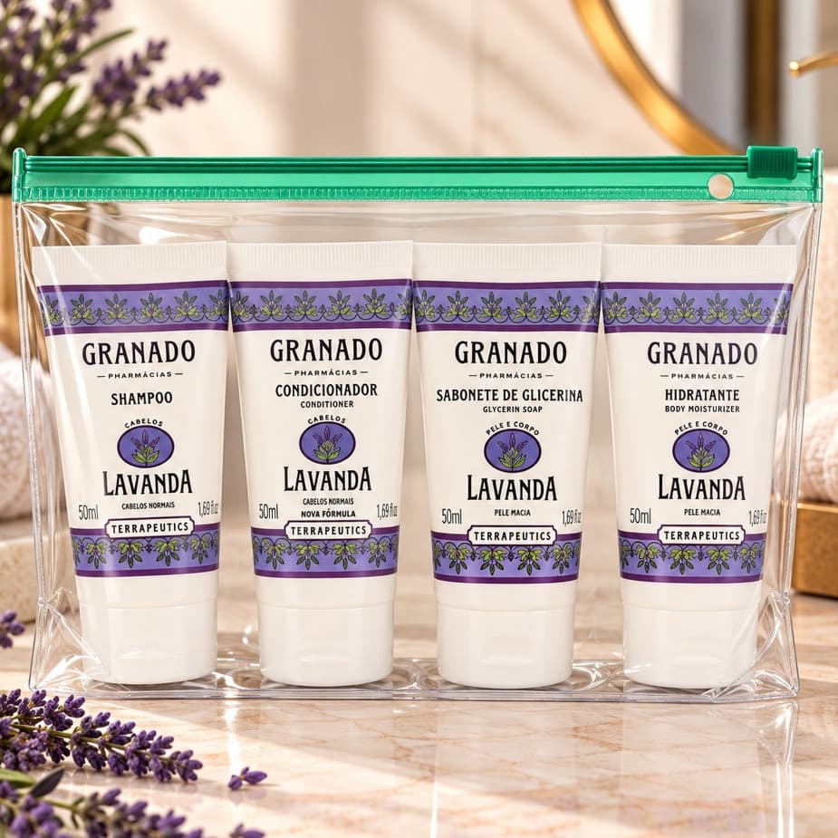 Kit Granado Lavanda Terrapeutics: Shampoo + Condicionador + Sabonete Glicerina +  Hidratante 50ml -  Cabelos Pele