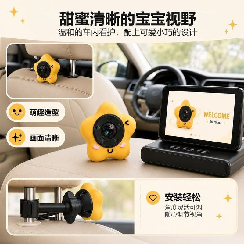 Monitor do bebê do carro HD visão noturna câmera sem fio assento traseiro do carro monitoramento do assento de segurança