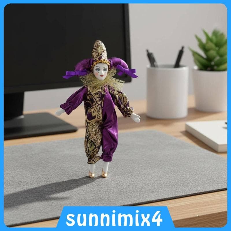 [Sunnimix4] Boneca Palhaço Piercing Articulado Porcelana Colecionável Artesanal Figura De Decoração De Casa De Bonecas V