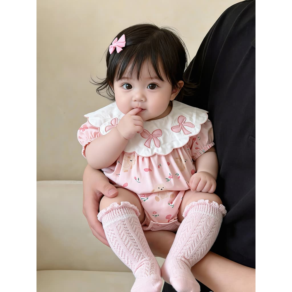 2026 novo estilo roupas de bebê verão cem dias bonito Super bonito rosa roupas de bebê pequena idade mensal menina bebê 