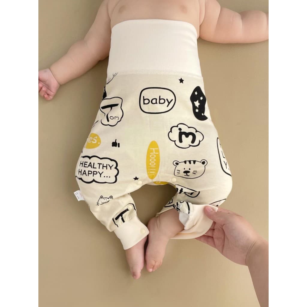 2 peças bebê grande bunda calças de algodão puro primavera outono calças de cintura alta calças de fraldas de bebê All-M