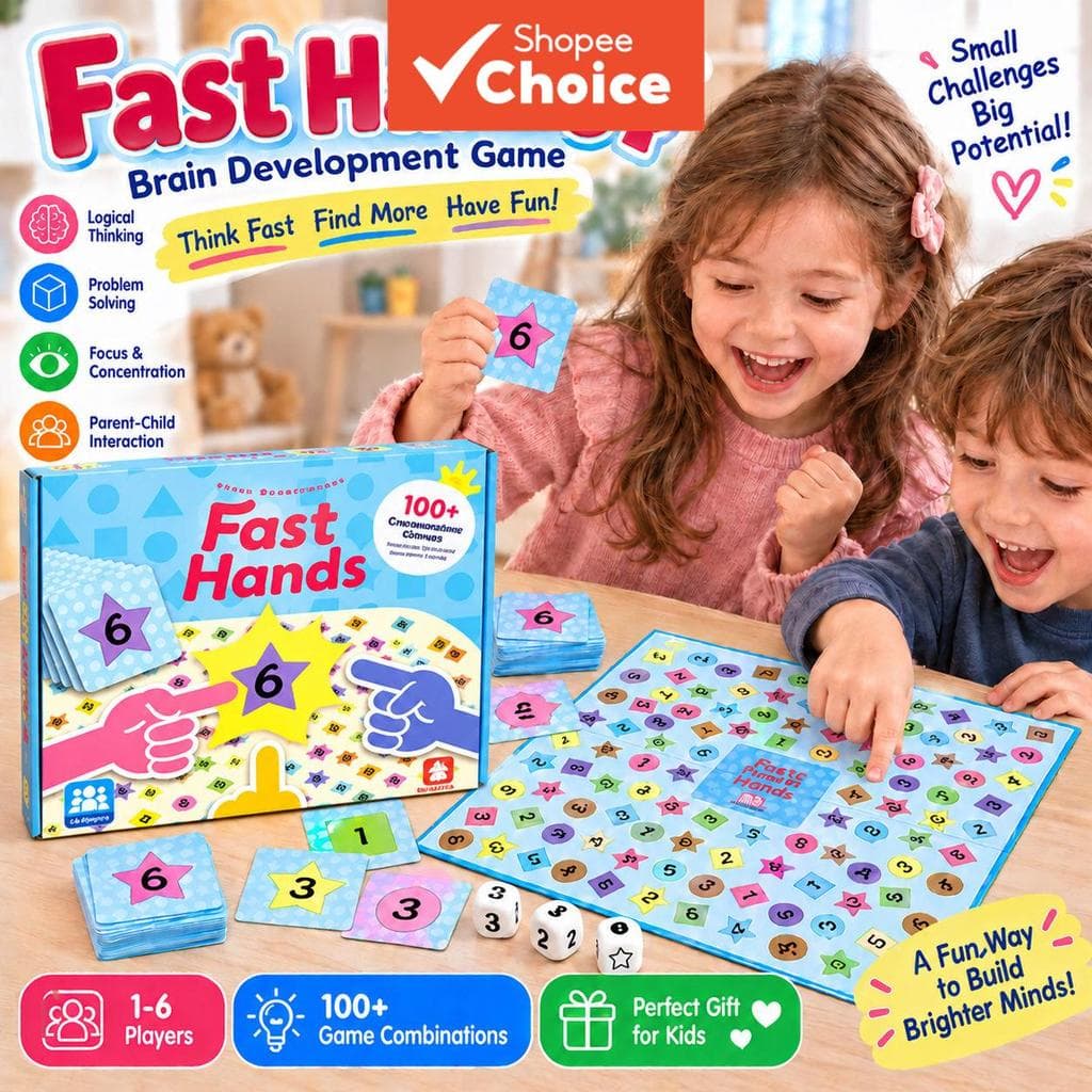 Jogo de Tabuleiro Fast Hands para Crianças, Jogo Educativo de Correspondência de Reação para Famílias a partir de 3