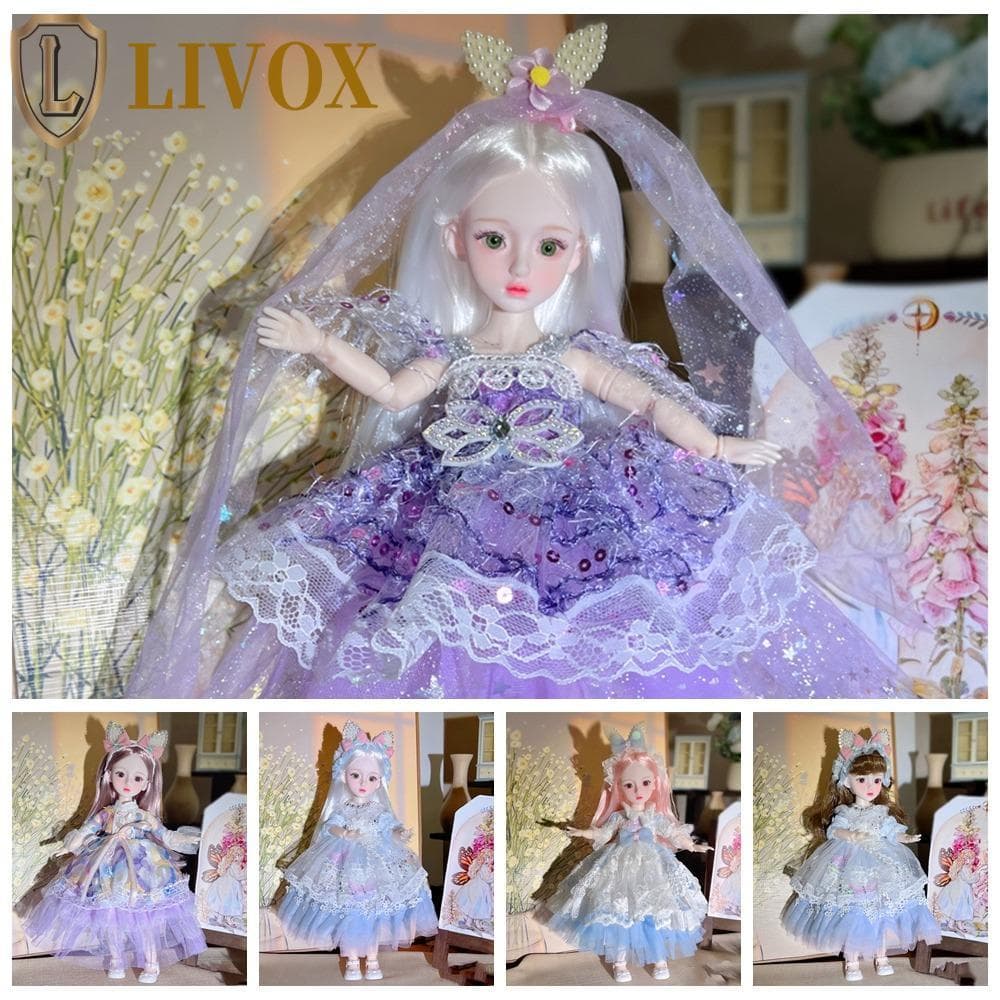 Brinquedo De Boneca BJD De 30cm , Olhos Azuis Estrelados , Coelho , Menina , Vestir DIY , Bonecas Articuladas