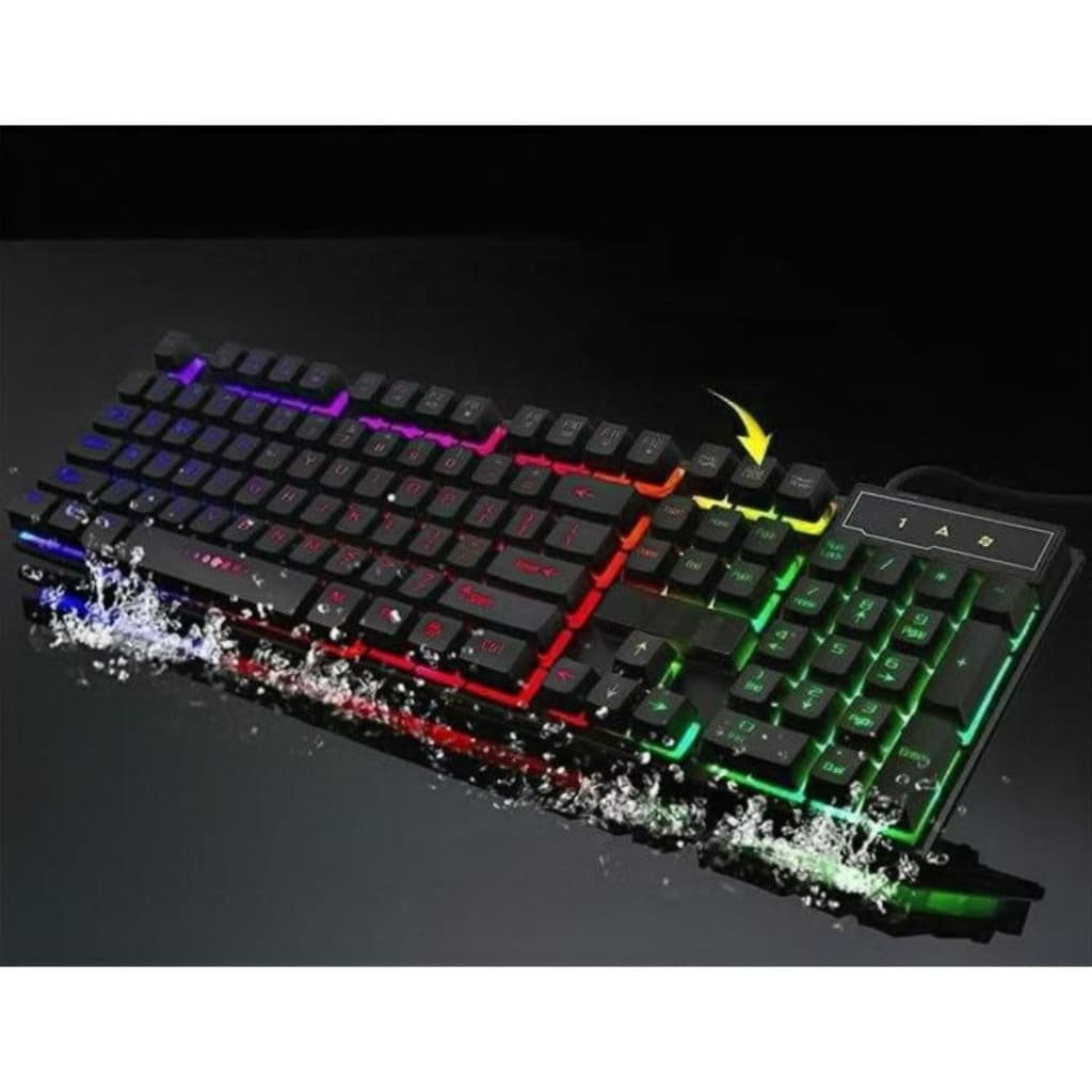 Teclado Gamer com Fio USB Semi Mecânico Preto Led RGB Abnt2 Qwerty  Rainbow Ergonômico