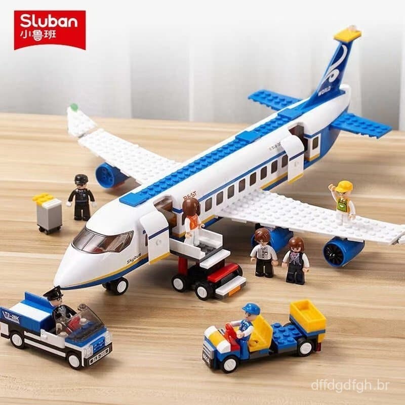 Modelo de avião de blocos de montar Lego com 43 cm de comprimento, brinquedo educativo para montagem, presente DIY para 