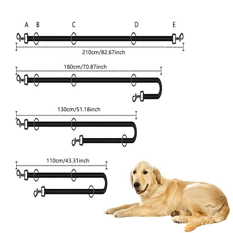 Coleira Dupla Multifuncional de Nylon para Cães, Guia de Treinamento Resistente, Coleira Ajustável para Cães de Médio e 