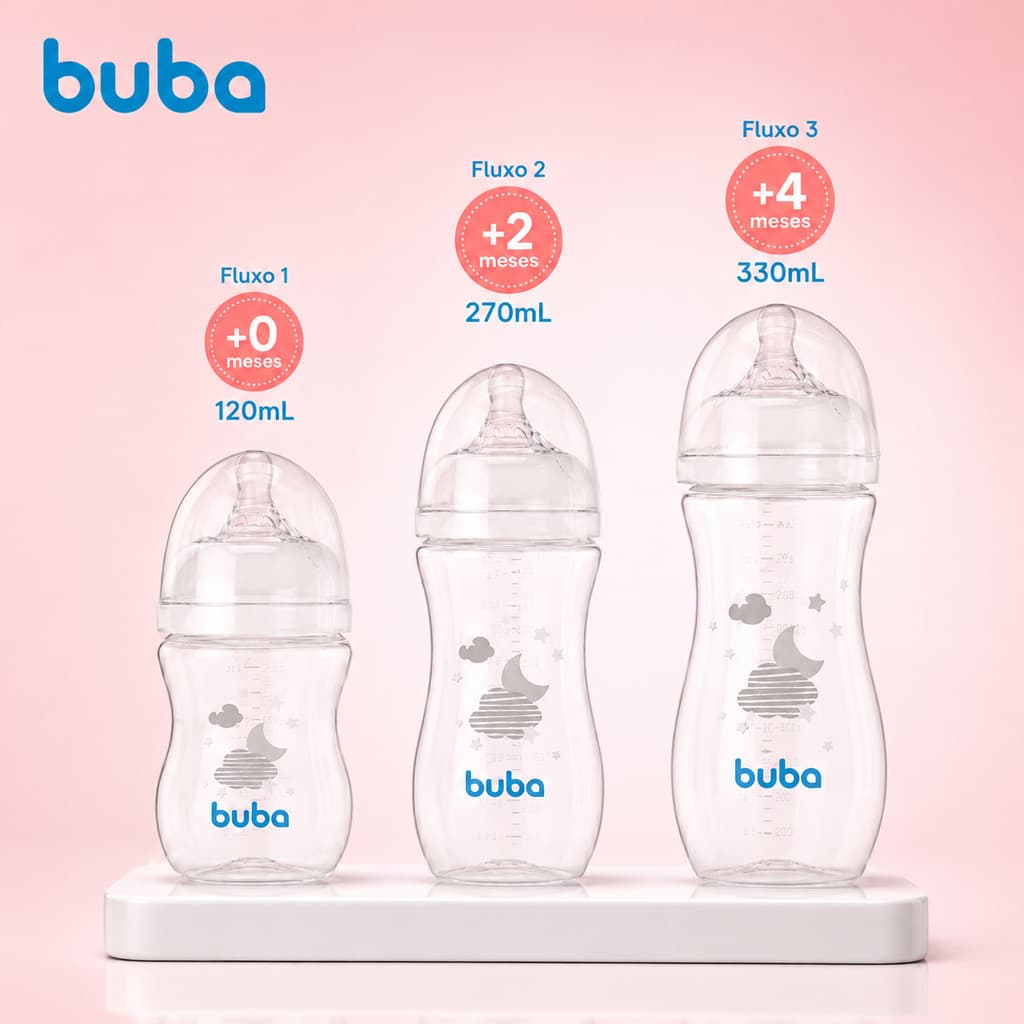 Kit 3 Mamadeiras Bebê Easy Flow Sistema Anticólica Bico Pétala Macio Antivazamento 0 a 4 Meses