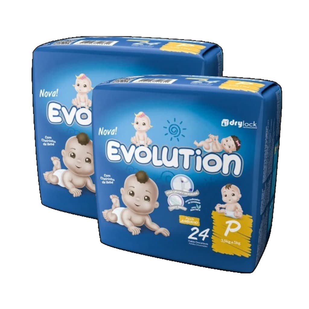 kit 2 Fralda Capricho Evolution Descartável Tamanho P 24 Unidades