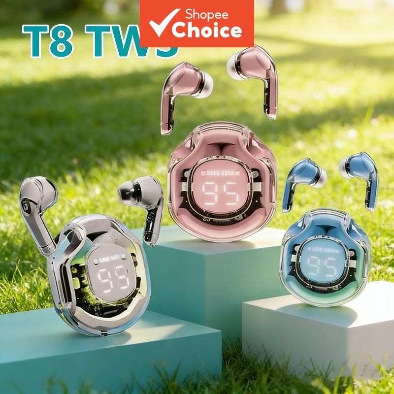 T8 Fones de ouvido TWS sem fio, fone de ouvido Bluetooth, fone de ouvido para jogos esportivos, de com