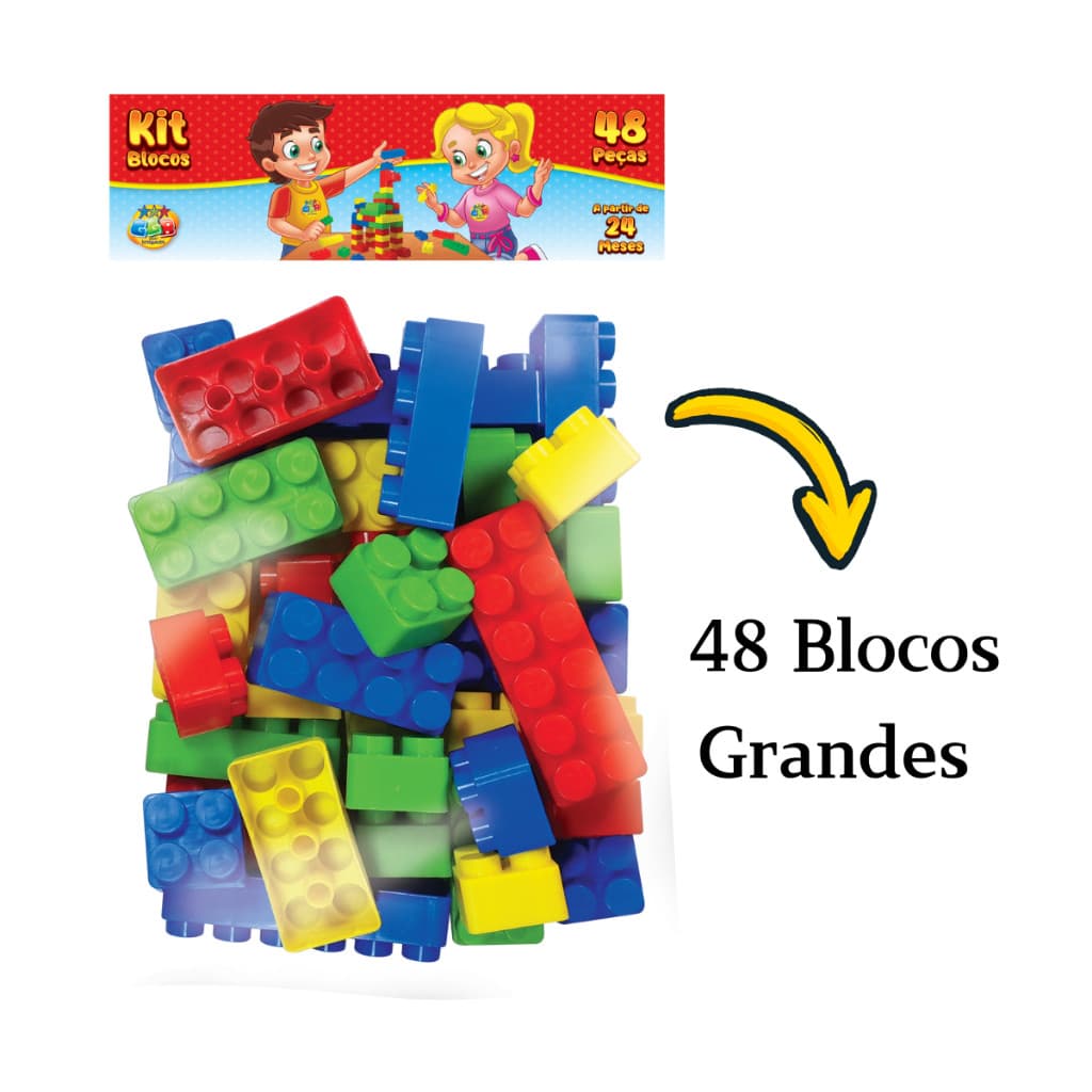 Brinquedo Lego Blocos De Montar 48 peças Grandes Infantil Criança Menino Menina Pedagógico Natal Presente