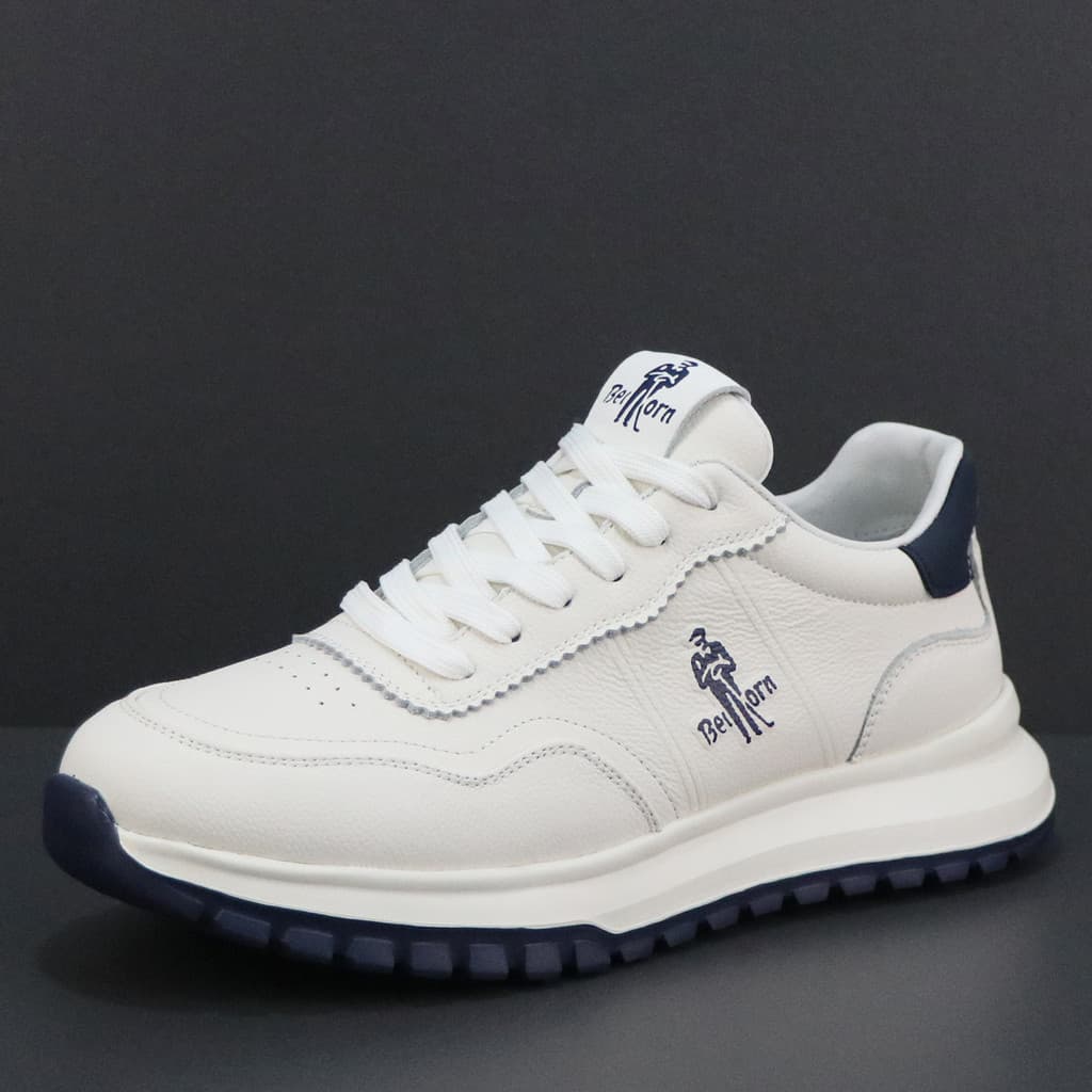 Calçados esportivos masculinos 2026 Novo estilo leve e confortável sapatos brancos masculinos de couro genuíno respiráve