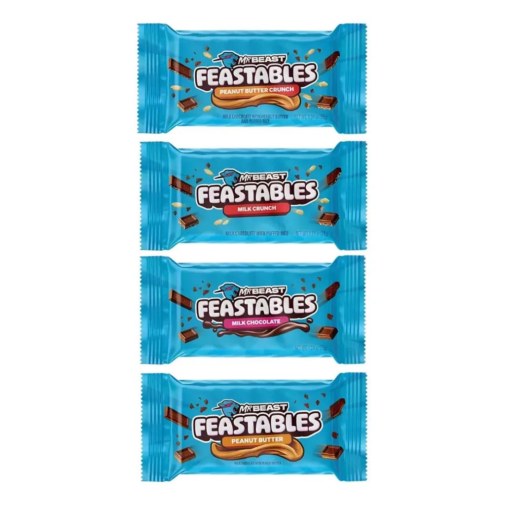 Kit 4 Chocolates Mr Beast Feastables 35g 4 Sabores Importado