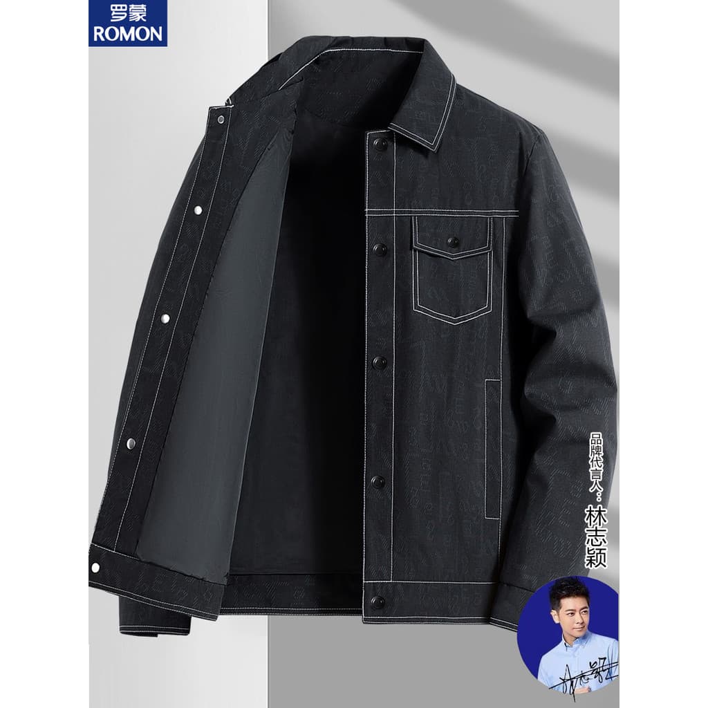 Lomon 2025 novo estilo primavera jaqueta masculina lapela carga Denim jaqueta bonito fino impresso jaqueta masculina pri
