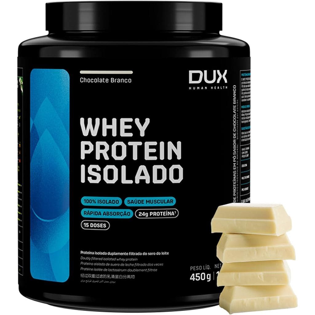 Whey Protein Isolado Chocolate Branco Pote 450g – Recuperação Muscular – DUX HUMAN HEALTH