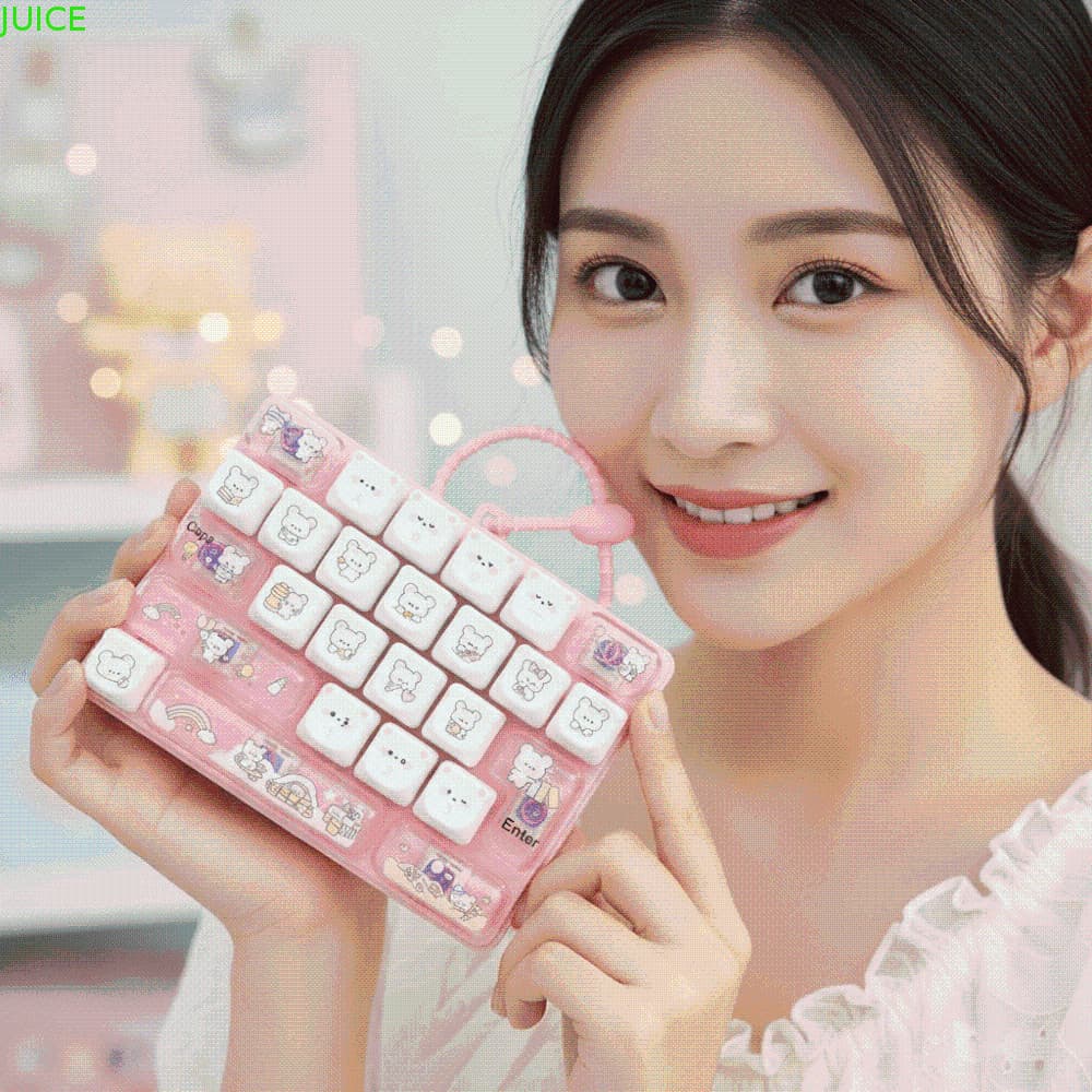 JUICE Mini Teclado Mecânico , Brinquedo De Inquietação De Tamanho Compacto Arco-Íris , 26 Teclas Mecânicas