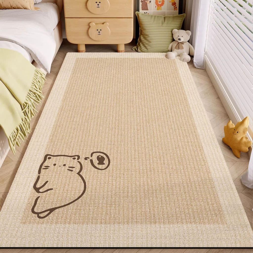 Tapete de chão dos desenhos animados gato porta entrada tapete sala estar tapete cabeceira cristal veludo antiderrapante