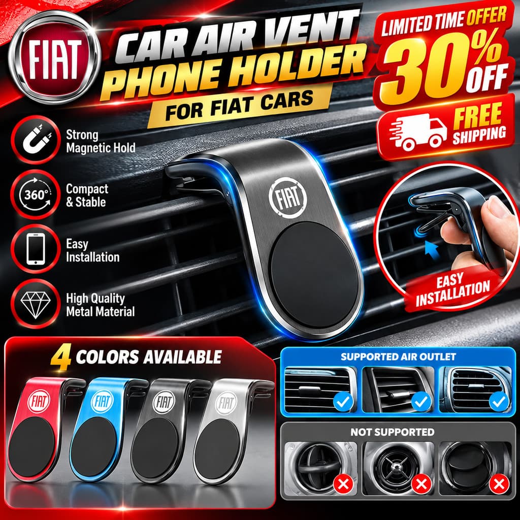 Suporte Magnético Para Telefone Com Ventilação De Ar Do Carro Fiat 500 500X 500L Panda Punto Tipo Doblo Ducato Bravo Fre