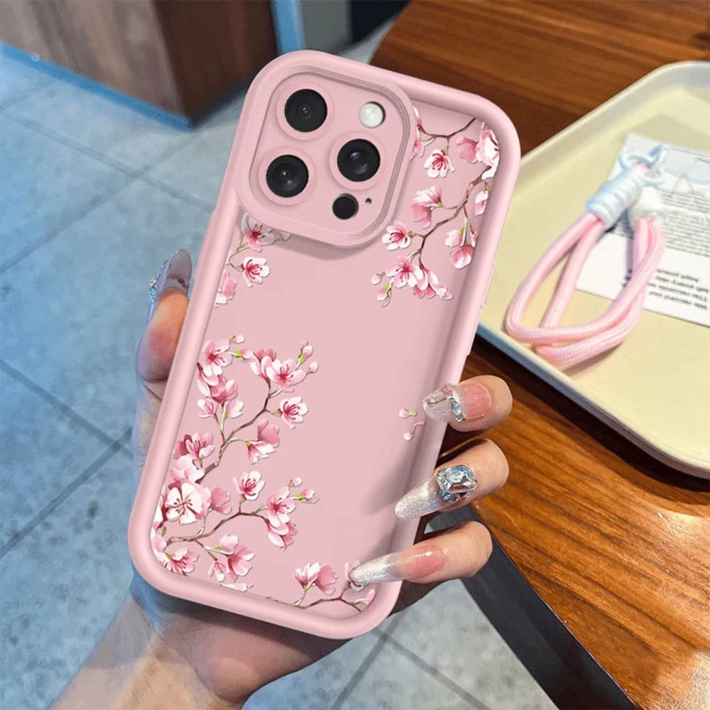 Capinha de Celular flores de pêssego Anti-Queda para Poco X7 Pro X6 X5 F6 F5 F3 M4 X4 X3 M6 C71 C75 15T 11Lite Capa