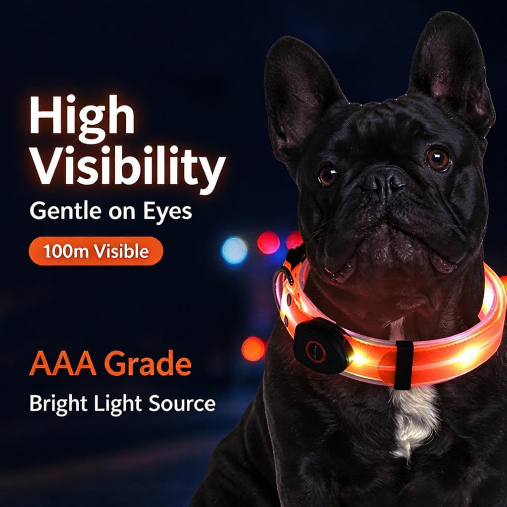 Coleira Iluminada Por LED Para Animais De Estimação Nylon PVC Revestido Webbing Cães Brilhante De Segurança Noturna Com 