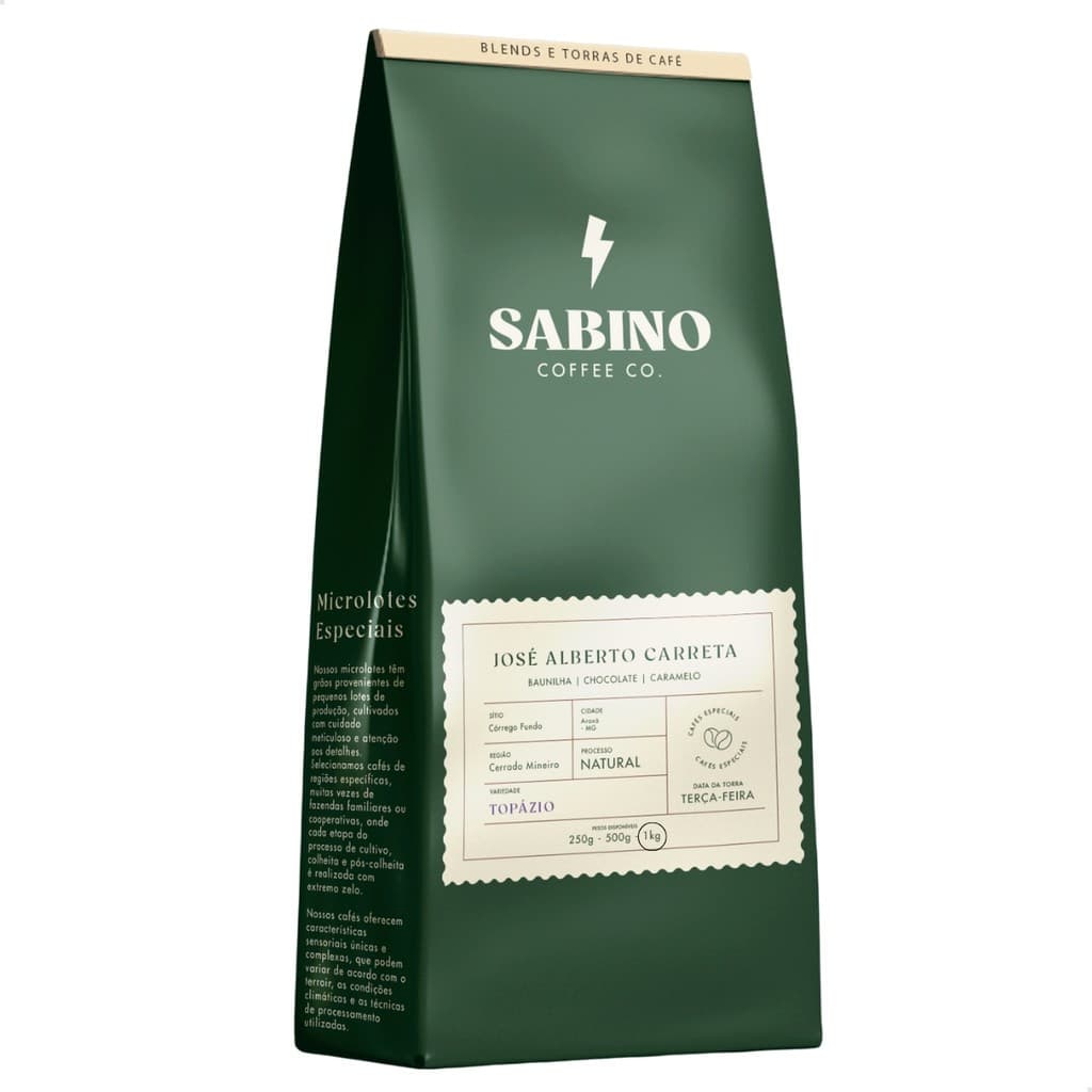 Café Especial Em Grãos Baunilha Chocolate e Caramelo 1kg - Sabino Coffee José Alberto Carreta