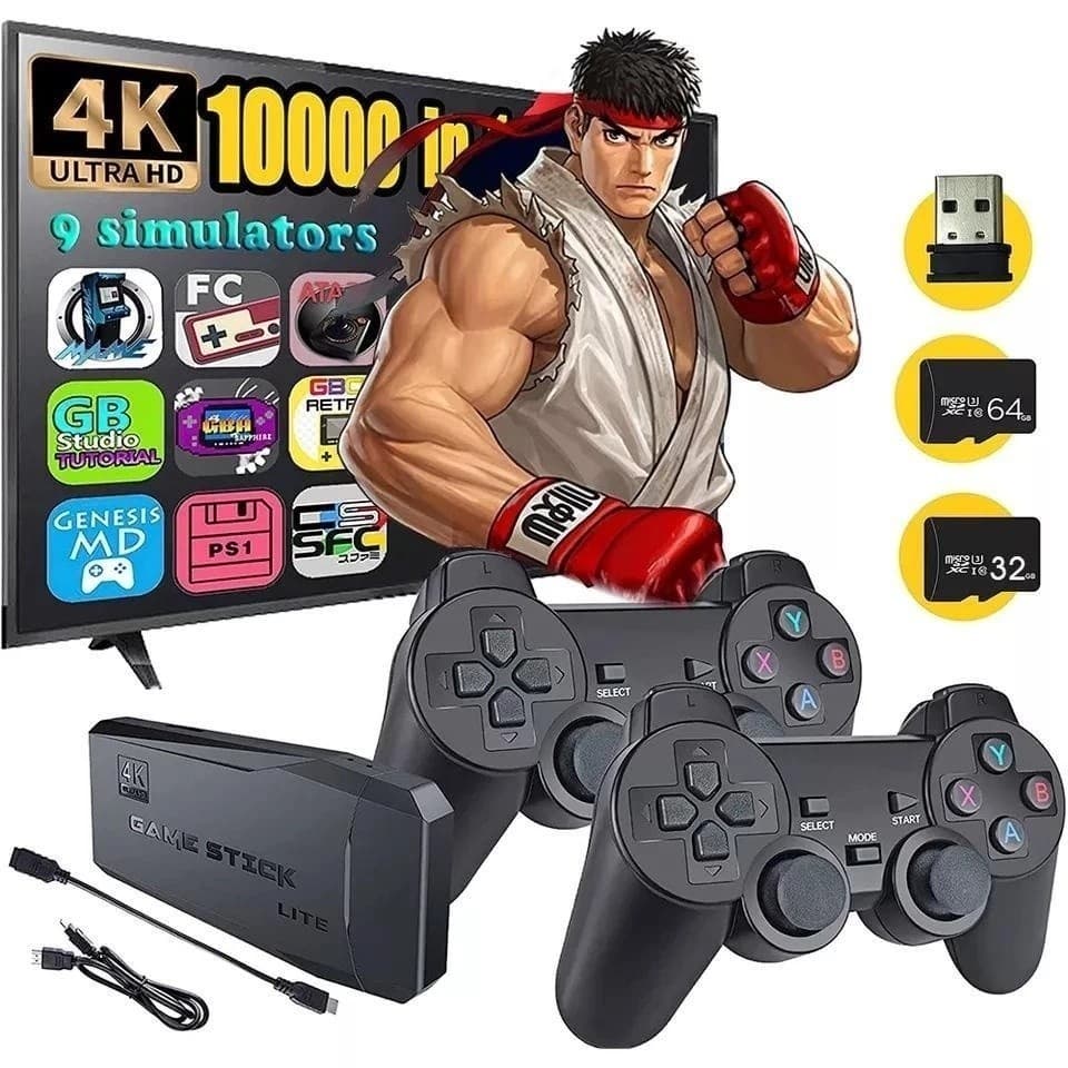 Video game Stick 20mil 2 Controles Sem Fio Console Original Portatil Jogos Retro Antigo