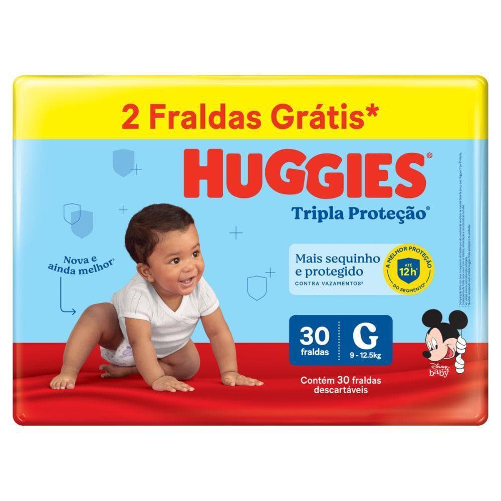 Huggies Fraldas Tripla Proteção G Com 30 Unidades