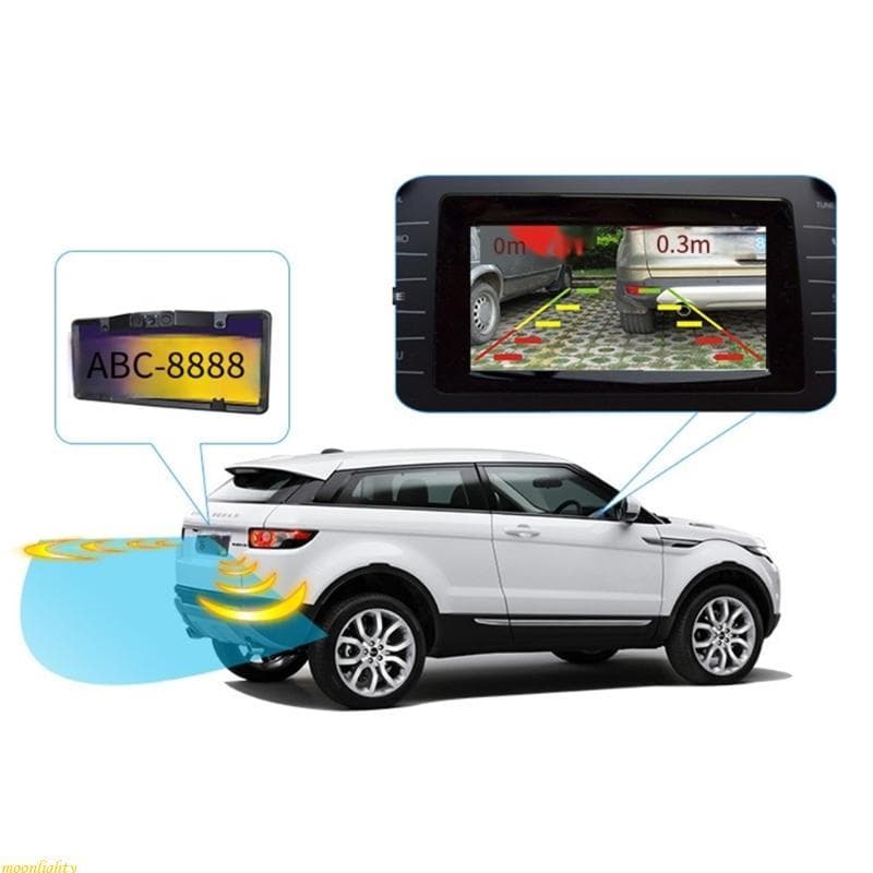 moonlighty 3 Em 1 Definição Quadro Da Placa De Licença Do Carro Sensor Estacionamento Radares Visão Traseira Câmera Back