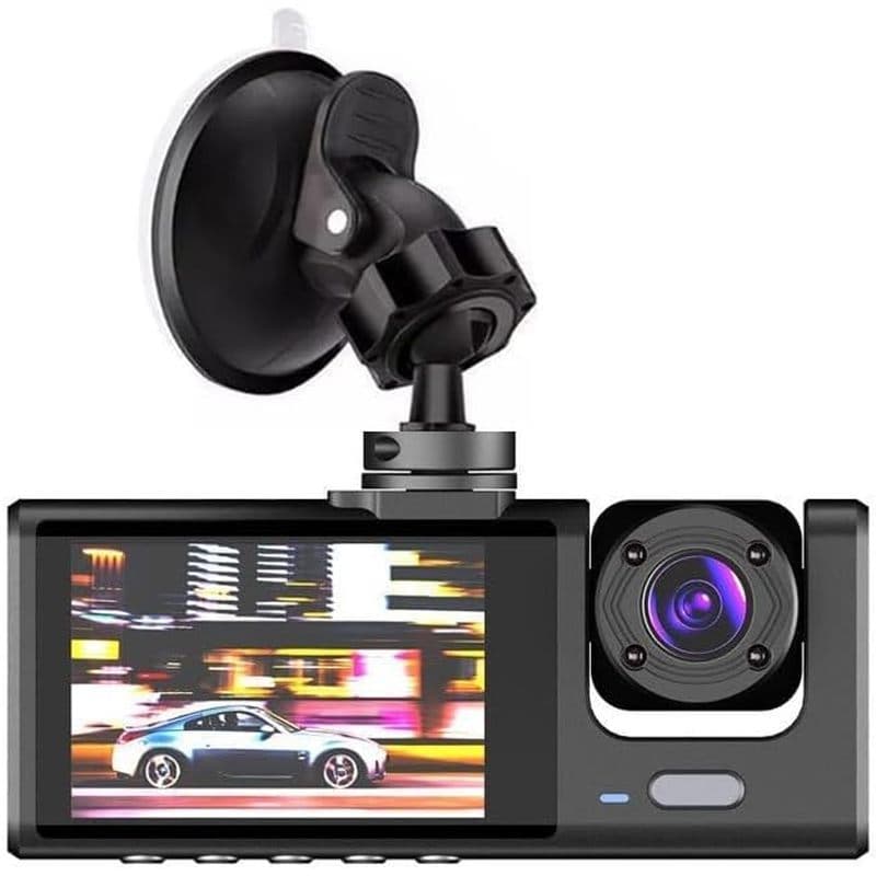 Dash Cam De 3 Canais Frontal E Traseira Com Câmera Interna , Tripla Para Carro 4K + 1080P , Tela IPS De 2 " , Visão Notu