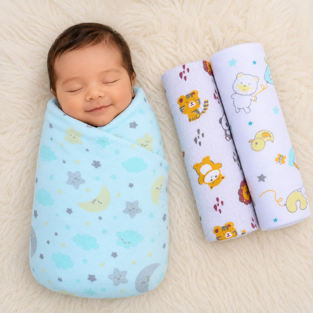Kit 3 Cueiros 80cmx50cm Manta Bebê Flanelado Bercinho Enxoval Completo Bebê 