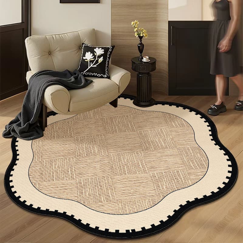 [Novo produto] Tapete redondo francês para decoração de sala, penteadeira, cadeira de balanço, tapete antiderrapante, fá