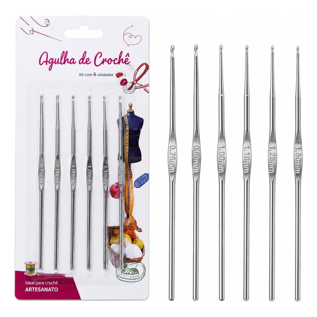 Kit Agulha Crochê 6 Un Trabalhos Delicados Amigurumi