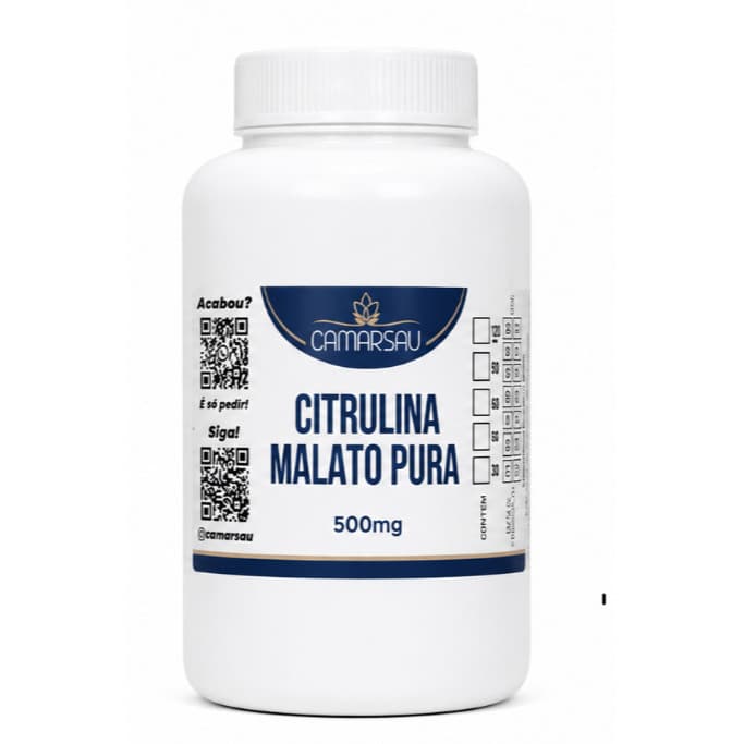 L Citrulina Malato 120 Cápsulas Pré treino Vasodilatador Aminoácido Resistência Suplemento Performance Desempenho