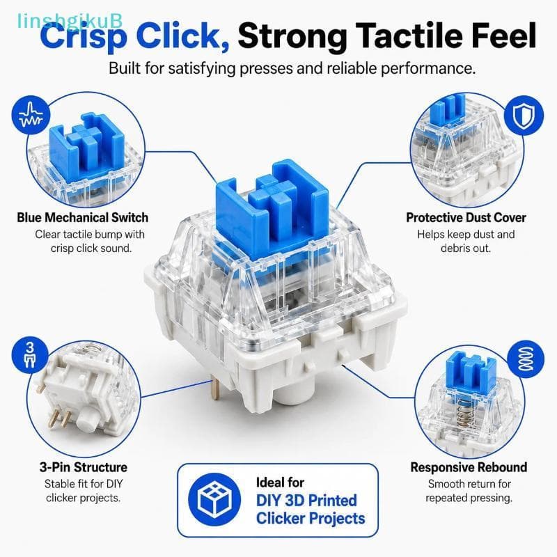 [lLinshgjkuB] 50 Pcs Teclado Mecânico Azul De 3 Pinos Cliy Switches MX Fit Teclados Mecânicos Personalizados Mais Hot Sw